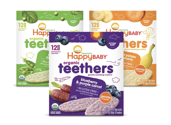 Happy Baby Organics Teether, 3 Flavor Variety Pack, 12 Count (Pack of 3)